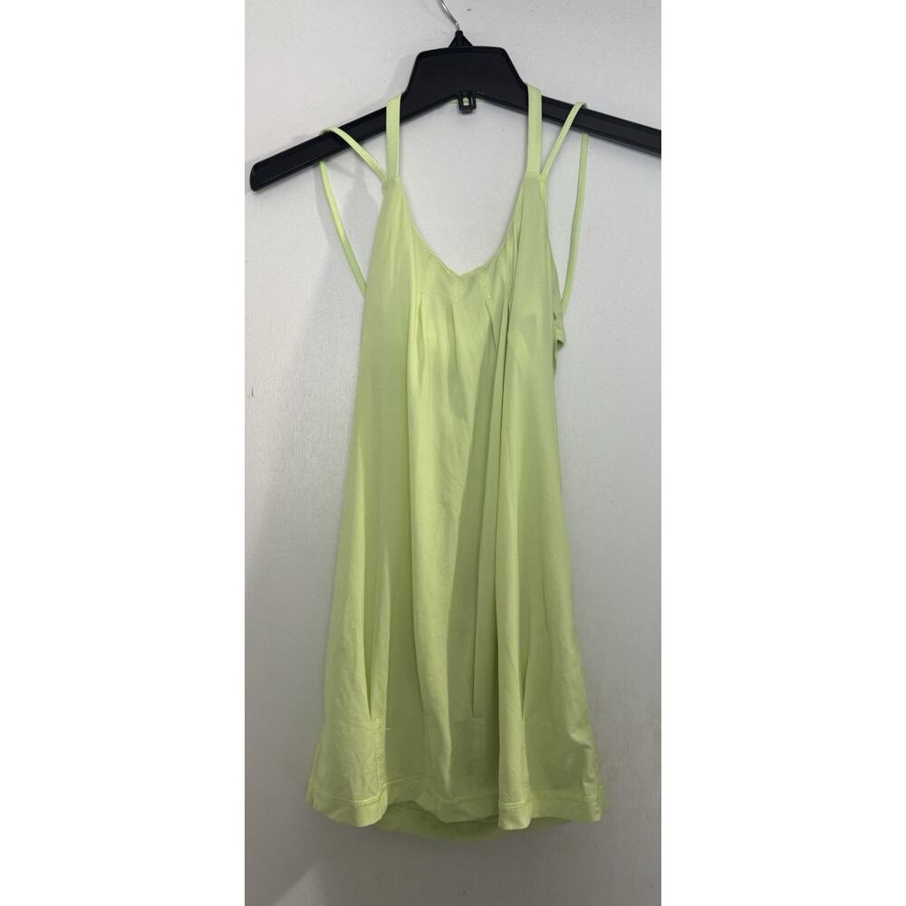 Lululemon Tank Top Green Built In Bralette 11-13” PTP Fixed Straps Activewear
